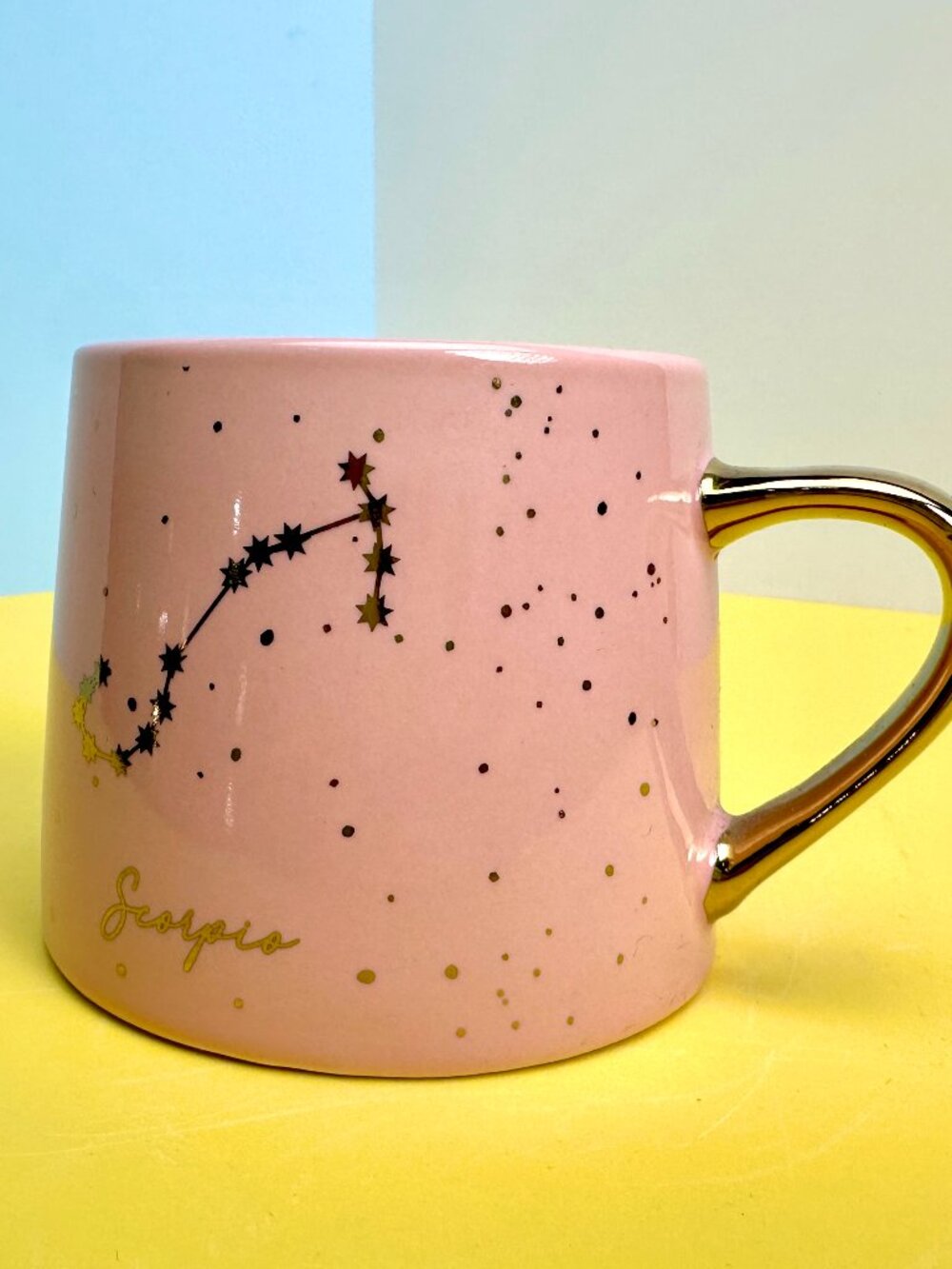 Pink Scorpio Zodiac Constellation Mug Gold Handle – New